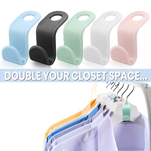 Vmiapxo 200 PCS Colorful Clothes Hanger Connector Hooks, Space-Saving Hanger Extender Clips, Plastic Cascading Clothes Hooks, Heavy Duty Outfit Hangers for Christmas Home Bedroom Decorations