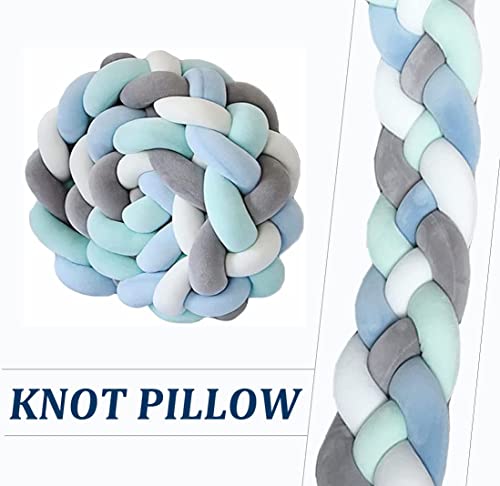 Aloiyue Premium Cushion Soft Knot Decorative Pillow Decor for Bedroom,Playroom (157.5inch，Grey+White+Green+Blue)