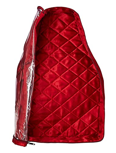 atorakushon Fabric Satin Saree and Blouse Covers Garments Clothes Storage Bag Wardrobe Organizers With Double Zip Lock & Transparent Window Set of 5 Maroon