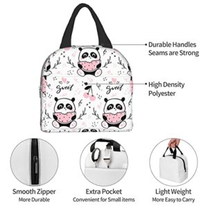 Senheol Cute Panda Eating Watermelon Print Lunch Box, Kawaii Small Insulation Lunch Bag, Reusable Food Bag Lunch Containers Bags for Women Men