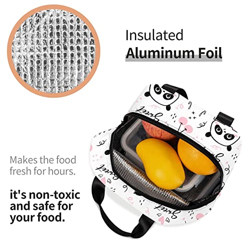 Senheol Cute Panda Eating Watermelon Print Lunch Box, Kawaii Small Insulation Lunch Bag, Reusable Food Bag Lunch Containers Bags for Women Men