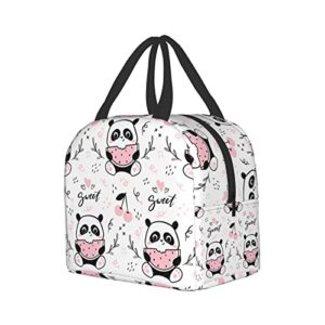 Senheol Cute Panda Eating Watermelon Print Lunch Box, Kawaii Small Insulation Lunch Bag, Reusable Food Bag Lunch Containers Bags for Women Men