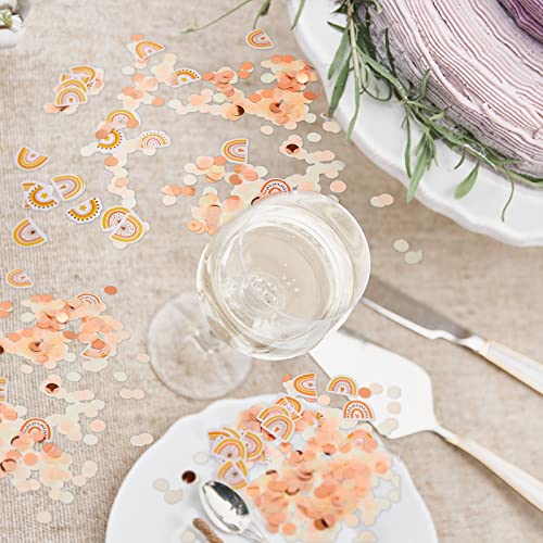 300 Pcs Rainbow Paper Confetti Rainbow Confetti Table Decorations with 1000 Pcs Round Tissue Paper Table Confetti Dots Rose Gold Confetti for Tables Gift Boxes, Birthday Baby Shower Wedding Decor