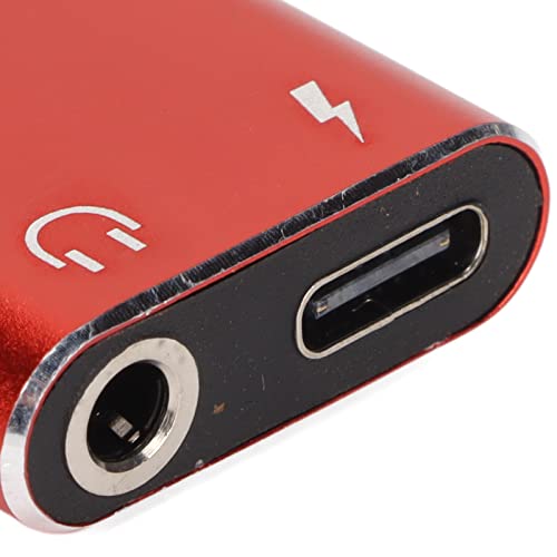 Cuifati Type C to 3.5mm Port Headphone Jack Adapter, 2 in 1 Aluminum Audio Cable Adaptor, Mini USB C Headphone Adapter, Supports Charging, Data Transmission(red)