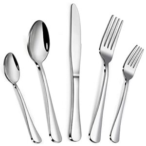 20-piece silverware set, modern flatware utensil cutlery set for 4, food grade stainless steel tableware includes knife spoons and forks set, mirror polished, dishwasher safe