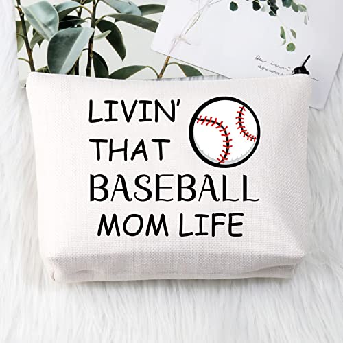 BDPWSS Baseball Mom Makeup Bag Softball Mom Gifts For Women Baseball Player Gift Living That Baseball Mom Life Baseball Lover Gift (Mom life baseball)