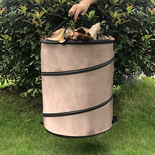 YOUTHINK Collapsible Trash Can, 37.8L 10 Gallon Oxford Cloth Recycling Large Leaf Garbage Bag Trashcan with Handles for Garden Home Camping