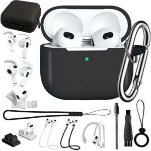 15in1 for airpods 3 case for airpods 3 generation accessories set kit 2021 released, protective silicone case for airpods 3 case w/ear tip cover hook/watch band holder/clean putty/carry box/keychain