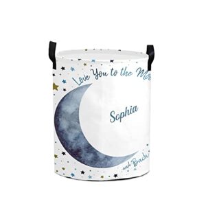 love you to the moon and back laundry basket hamper large storage bin with handles for gift baskets, bedroom, clothes
