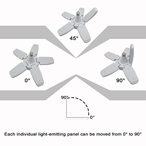 YWD 80W LED Garage Lights (800W Equivalent) 8000LM E26/E27 Daylight 6500K Super Bright Garage Light Adjustable Garage Light for Garage,Workbench,Barn,Warehouse … …