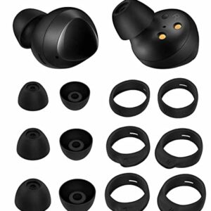 6 Pairs Ear Hooks Ear Tips Kit Set Galaxy Buds Galaxy Buds Plus, S/M/L Anti-Slip Fit in Case Replacement Silicone Rubber Wingtip Gel Eartips Compatible with Samsung Galaxy Buds+ - 3+3 Black