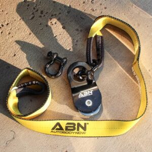 ABN Offroad Recovery Kit - 8ft Tow Strap with Winch Accessories 20,000lbs Snatch Block and 2pk D Ring Shackles