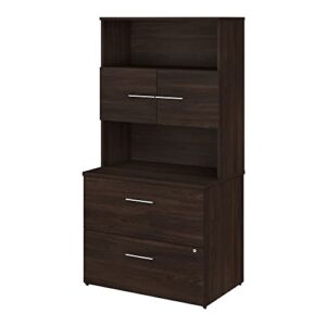 bush business furniture office 500 2 drawer lateral file cabinet with hutch, 36w, black walnut