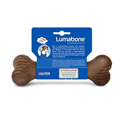 Lumabone Bulkster Durable Chew Toy for Aggressive Chewers, Dog Toys for Aggressive Chewers, Dog Toys, Real Bacon, Made in USA, Medium