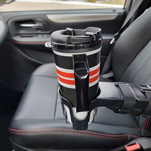 Travel Mug - Insulated Reusable Drink Cup (24 oz), Black, Red, & White