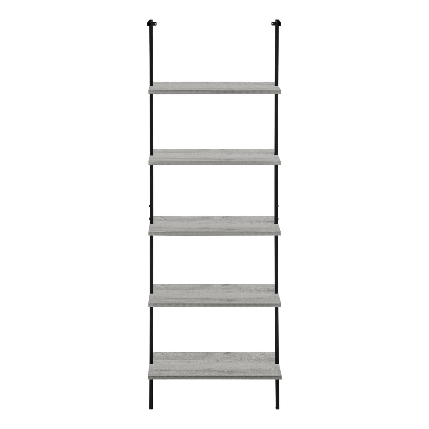 Monarch Specialties I 3681 Bookshelf, Bookcase, Etagere, Ladder, 5 Tier, 72" H, Office, Bedroom, Metal, Laminate, Grey, Black, Contemporary, Modern