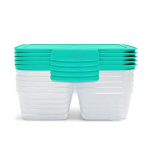 Sistema Nest It Meal Prep Food Storage Containers with Lids, 3 Compartments, 5-Pack, Teal