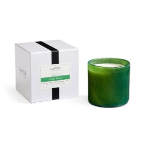 lafco new york signature candle, jungle bloom - 15.5 oz - 90-hour burn time - reusable, hand blown glass vessel - made in the usa