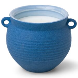 paddywax candles santorini soy wax scented candle, ceramic greek candle vase, 8.5 ounces, salted blue agave