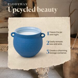 Paddywax Candles Santorini Soy Wax Scented Candle, Ceramic Greek Candle Vase, 8.5 Ounces, Salted Blue Agave