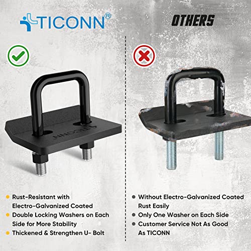 TICONN Shackle Hitch Receiver for 2" Receivers, Heavy Duty Towing & Off Road Accessories for Vehicle Recovery (Hitch Tightener Clamp)