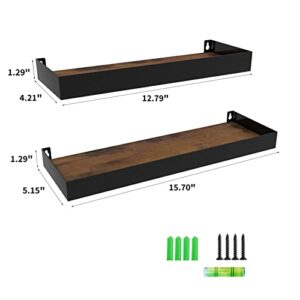 RLAVBL Wall Shelves Set of 2, Rustic Storage Wood Wall Mounted Floating Shelves for Bedroom Living Room Kitchen