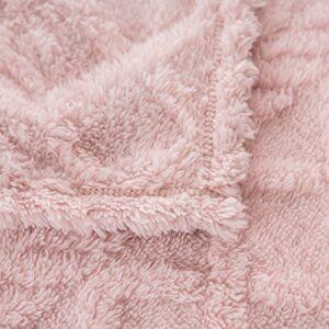 DaysU Sherpa Fleece Blanket, Throw Blanket for Couch Sofa Bed, Lightweight Fuzzy Soft Cozy Plush Warm Blankets for Winter, Pink Jacquard, Throw Size(50” x 60”)