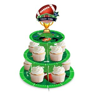 cc home football cupcake stand 3 tier sports football party supplies cake stand for kids birthday party decorations rugby theme party baby shower birthday party supplies