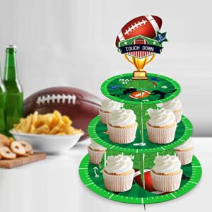 CC HOME Football Cupcake Stand 3 Tier Sports Football Party Supplies Cake Stand for Kids Birthday Party Decorations Rugby Theme Party Baby Shower Birthday Party Supplies