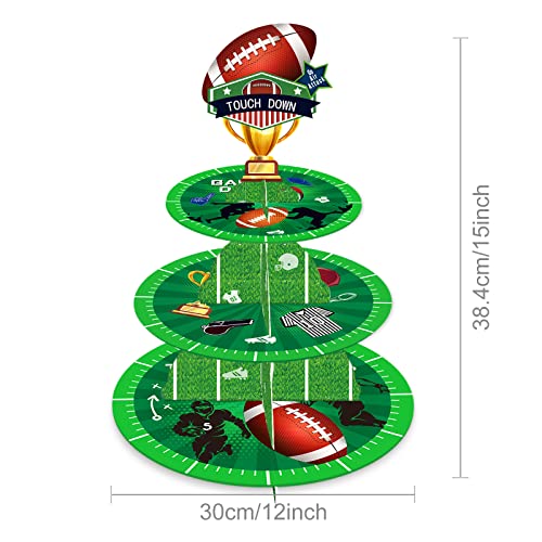 CC HOME Football Cupcake Stand 3 Tier Sports Football Party Supplies Cake Stand for Kids Birthday Party Decorations Rugby Theme Party Baby Shower Birthday Party Supplies