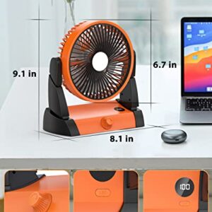 TriPole 10800mAh Battery Operated Fan for Camping with LED Light & Hanging Hook, Portable and Rechargeable Tent Fan with Digital Display Long-Lasting Fan for Outdoor Travel Car RV Desk