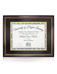 annecy 11x14 picture frame black, diploma frame for wall or desktop decoration, 11x14 frame with mat for 8.5x11 certificate, college degree frame with tempered glass and velvet back panel（1 pack）