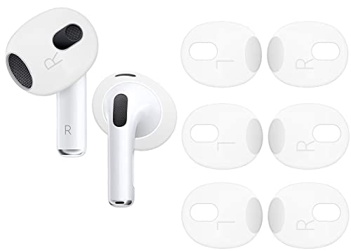 BLLQ Fit in Case AirPod 3 Eartips Covers Anti-Slip Earuds Cover Silicone Compatible with AirPods 3【 Fit in The Charging Case 】 3 Pairs White 3pwa3