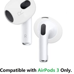 BLLQ Fit in Case AirPod 3 Eartips Covers Anti-Slip Earuds Cover Silicone Compatible with AirPods 3【 Fit in The Charging Case 】 3 Pairs White 3pwa3