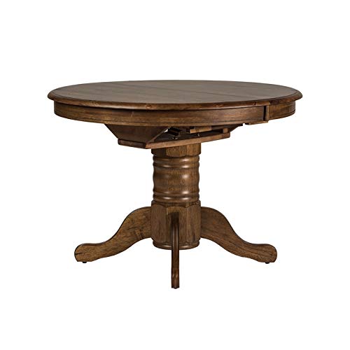 Pemberly Row Contemporary Wood Crossing Pedestal Table in Oak