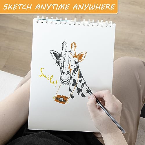 9 x 12 inches Drawing Sketch Book, 98lb/160g Sketchbook for Adults Kids Beginners Artists, Art Drawing Book for Mixed Media, Top Spiral Bound Drawing Pad, 1 Sketch pad Pack has 32 Sheets/64 Pages