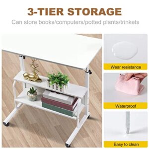 Desk Universal Movable Table Small Spaces Storage Convenient Desk Portable Computer Desk Adjustable Home Office Bedside Home Office Living Room Height Sofa Furniture Desk Size 15.7 * 31.5 Inch