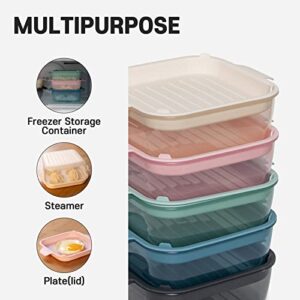 GOODSDECO Food Storage Containers Set - BPA Free Plastic Containers with Easy Lock Lids Set of 5 (Total 10 Pieces), Microwave Dishwasher Safe, Kitchen Pantry Organization (Beige)
