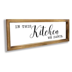 maoerzai in this kitchen we dance sign,funny farmhouse kitchen sign wall decor,rustic wall art kitchen sign home decor dining room,pantry coffee wall decorations. (16 x 6 inch, white- kitchen-01)