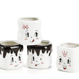 Youeon Set of 4 Marshmallow Mugs, 7 Oz Hot Chocolate Mugs Hot Cocoa Mugs, Cute Coffee Mugs, Couple Matching Mugs, Marshmallow Gift for Anniversary Wedding Christmas Valentine Birthday