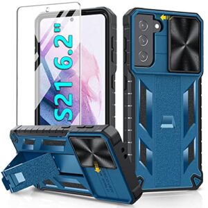 soios for samsung galaxy s21 5g case: galaxy s21 5g 6.2" case with kickstand | heavy duty protection phone cover | durable protective shockproof case blue