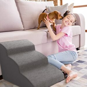 Sturdy Dog Stairs and Ramp for Beds Or Couches by ZICOTO - Durable Easy to Walk on Steps for Small Dogs and Cats - Allows Your Pets Easy Instant Access to Your Sofa or Bedside Up to 22" High