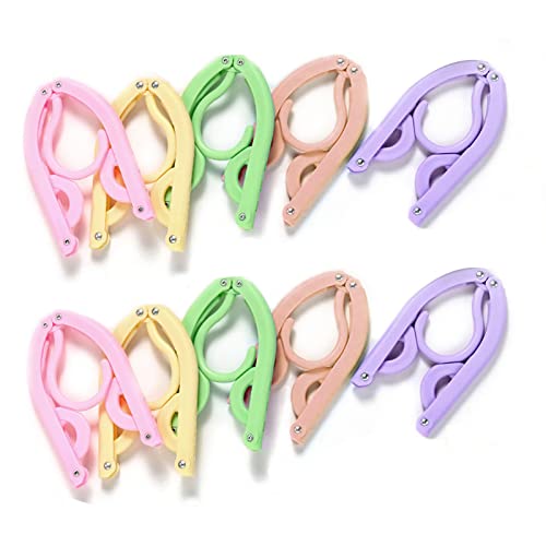 Clothes Hangers 10pcs Colorful Travel Hangers, Portable Folding Coat Hangers Plastic Hangers