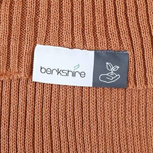 berkshire Ribbed Organic Cotton Knit Throw | All-Season Ribbed Organic Cotton Knitted Throw | Cashew | Throw (50" x 70")