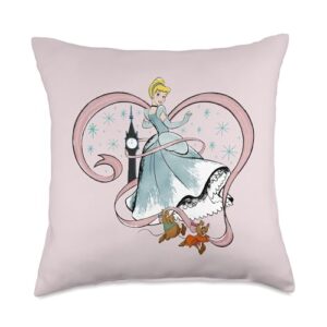 disney princess cinderella heart pink throw pillow, 18x18, multicolor