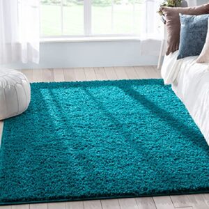 well woven elle basics | emerson shag teal blue | textured (5'3" x 7'3") area rug