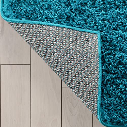 Well Woven Elle Basics | Emerson Shag Teal Blue | Textured (5'3" x 7'3") Area Rug