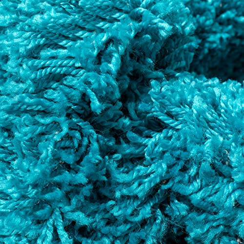 Well Woven Elle Basics | Emerson Shag Teal Blue | Textured (5'3" x 7'3") Area Rug