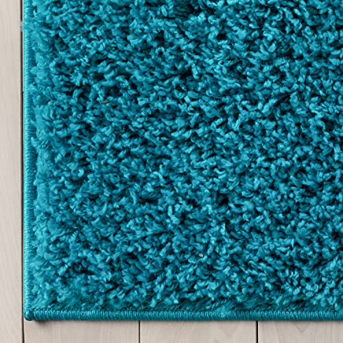 Well Woven Elle Basics | Emerson Shag Teal Blue | Textured (5'3" x 7'3") Area Rug