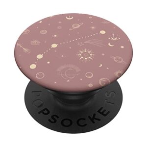 mystic astrology space stars moon pattern rosy brown popsockets swappable popgrip